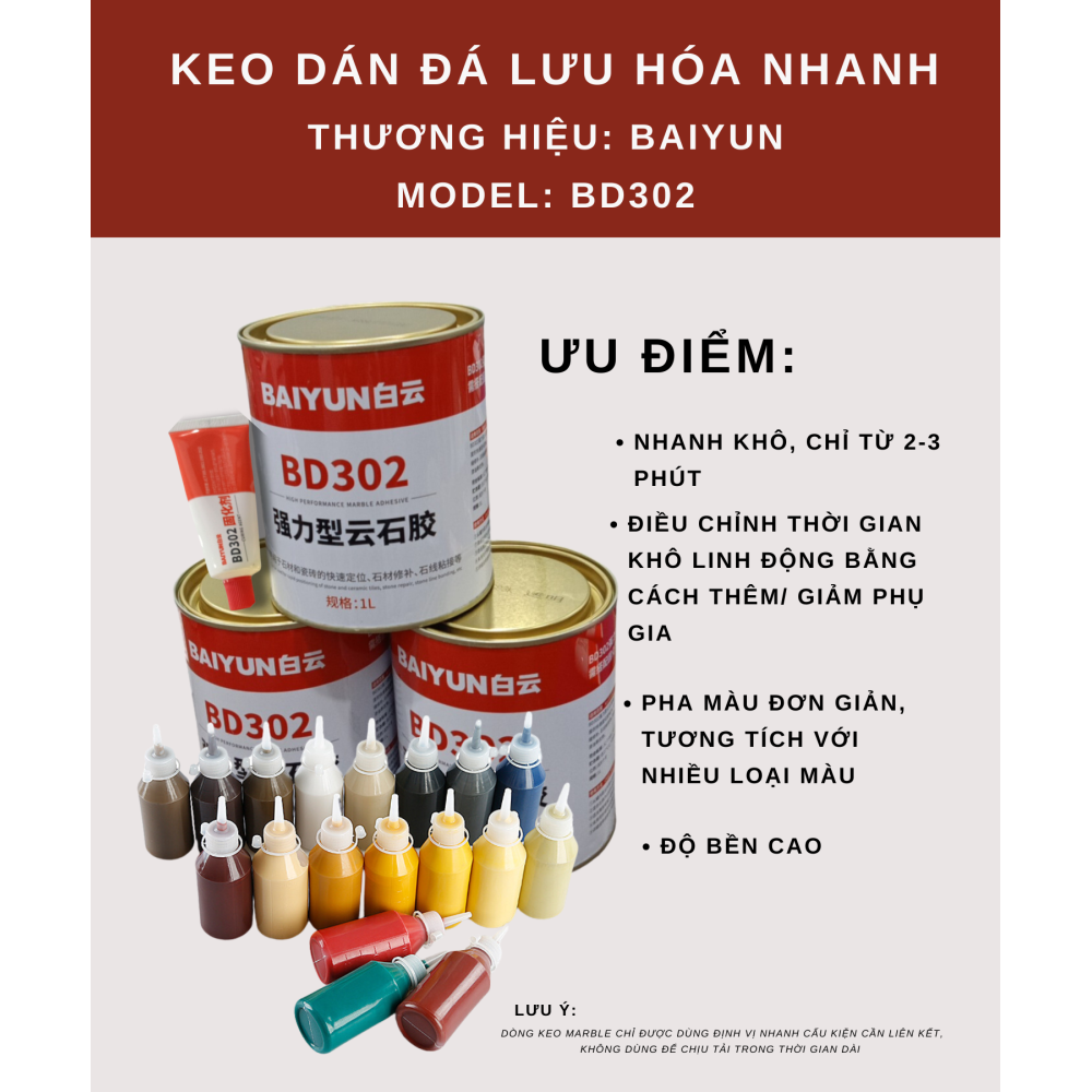 Keo Baiyun dán đá lưu hóa nhanh BD302