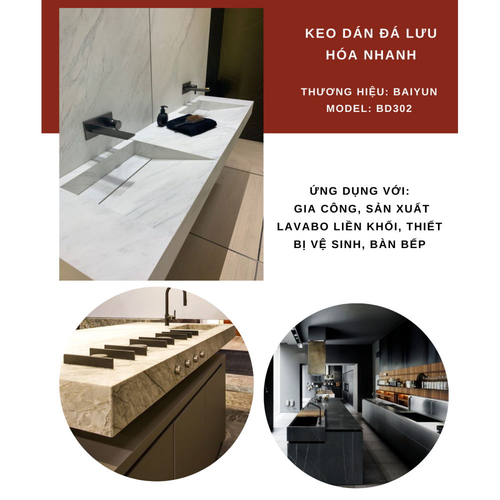 Keo Baiyun dán đá lưu hóa nhanh BD302