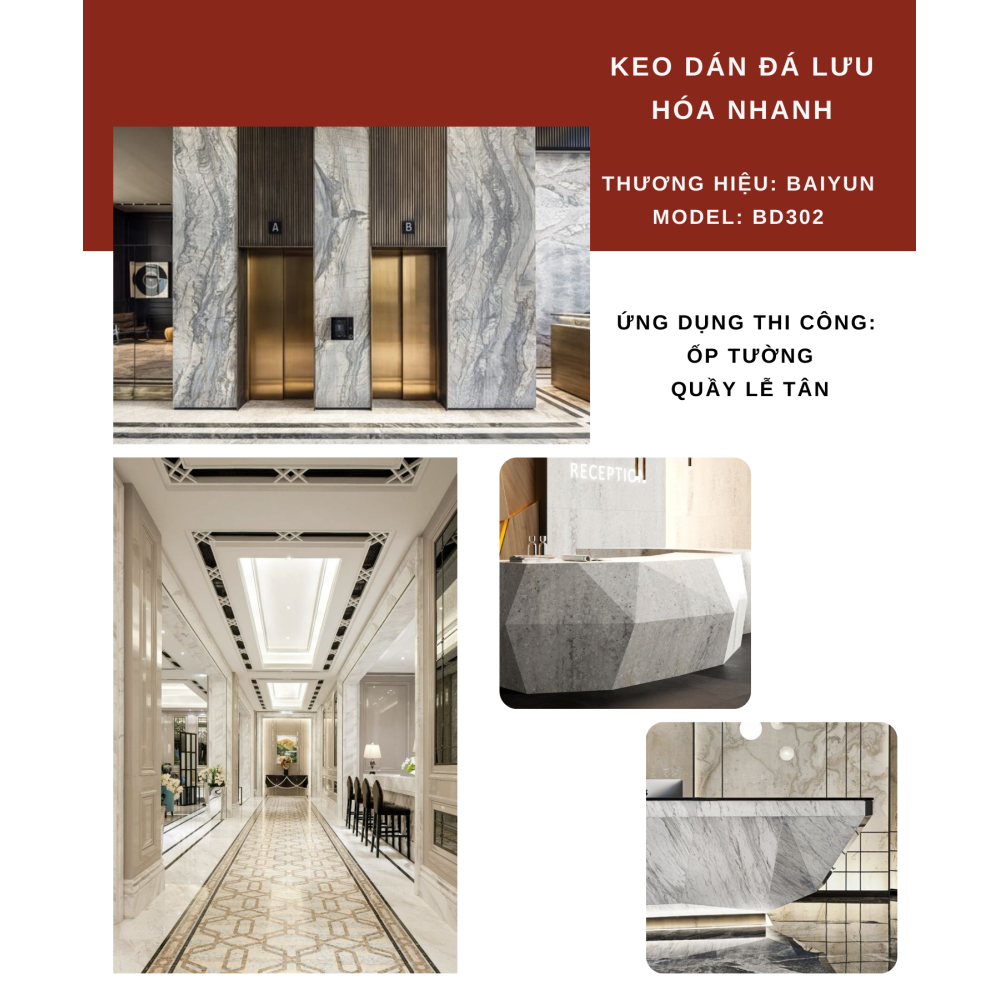 Keo Baiyun dán đá lưu hóa nhanh BD302