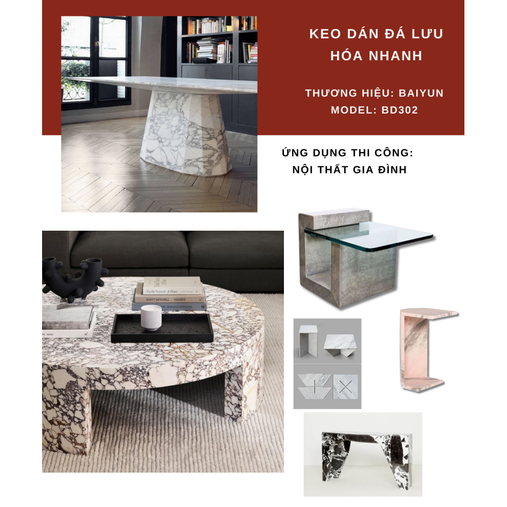 Keo Baiyun dán đá lưu hóa nhanh BD302