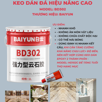 Keo Baiyun dán đá lưu hóa nhanh BD302