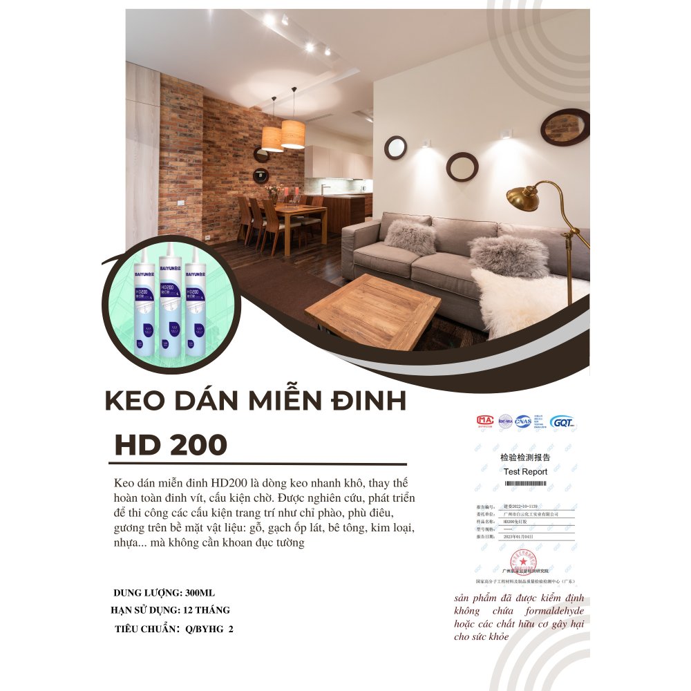 Keo Baiyun Miễn Đinh Nội Ngoại Thất HD200