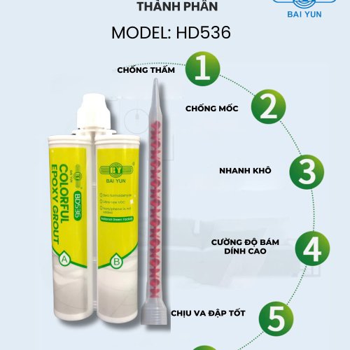 KEO CHÍT MẠCH EPOXY 2 THÀNH PHẦN BAIYUN BD536